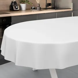 ANRO Wachstuch-Tischdecke abwaschbar Oval 200 x 140 cm Weiß