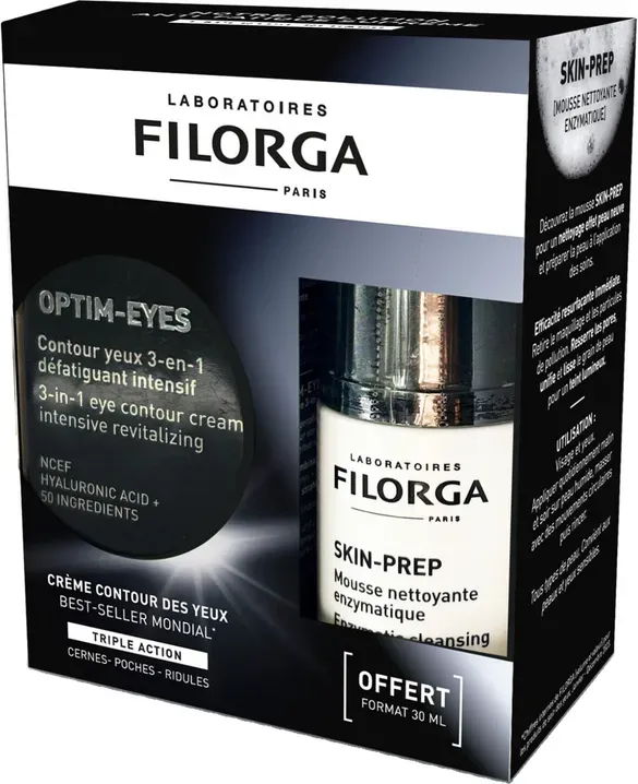 Filorga Optim-Eyes Augenpflege 3in1 15ml mit Skin-Prep Enzymatischem Reinigungsscrub