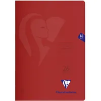 Clairefontaine 25x S'coolbook, Schulheft A4 kariert 16 Blatt 90g, Lineatur 26 Rand, Umschlag aus PP, rot 333226C
