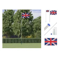 VidaXL Flagge Großbritanniens mit Mast 6,23 m Aluminium