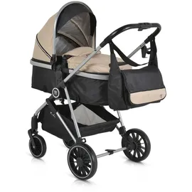 Moni Kombikinderwagen 2 in 1 Kali 22 kg umbaubar, Korb, Getränkehalter, Tasche beige
