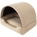 DOGGY Hundehöhle Hundebett Katzenbett Hundehütte Haustierbett Hundehaus Hundeliegen Hundesofa Korb Sofa Hundekissen Schlafplatz, Beige, 82x58 cm