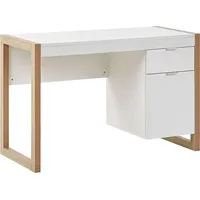 Beliani Moderner Bürotisch Schublade Schrank weiß/heller Holzfarbton Melamin PVC Johnson