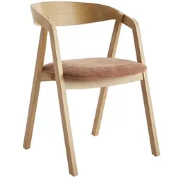 miliboo Skandinavische Stühle stapelbar aus hellem Eichenholz und Stoff mit Bouclé-Wolleffekt in Ecru (2er-Set) LOVA