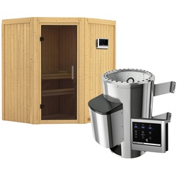 KARIBU Sauna »Tuckum«, inkl. 3.6 kW Saunaofen mit externer Steuerung, für 3 Personen - beige