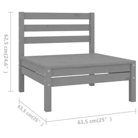 vidaXL Garten-Lounge-Set 5-tlg. Massivholz Kiefer grau