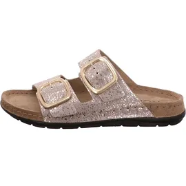 ROHDE Damen Pantolette Leder Schnalle Muster schimmernd Rodigo-D 5857, Größe:37 EU,