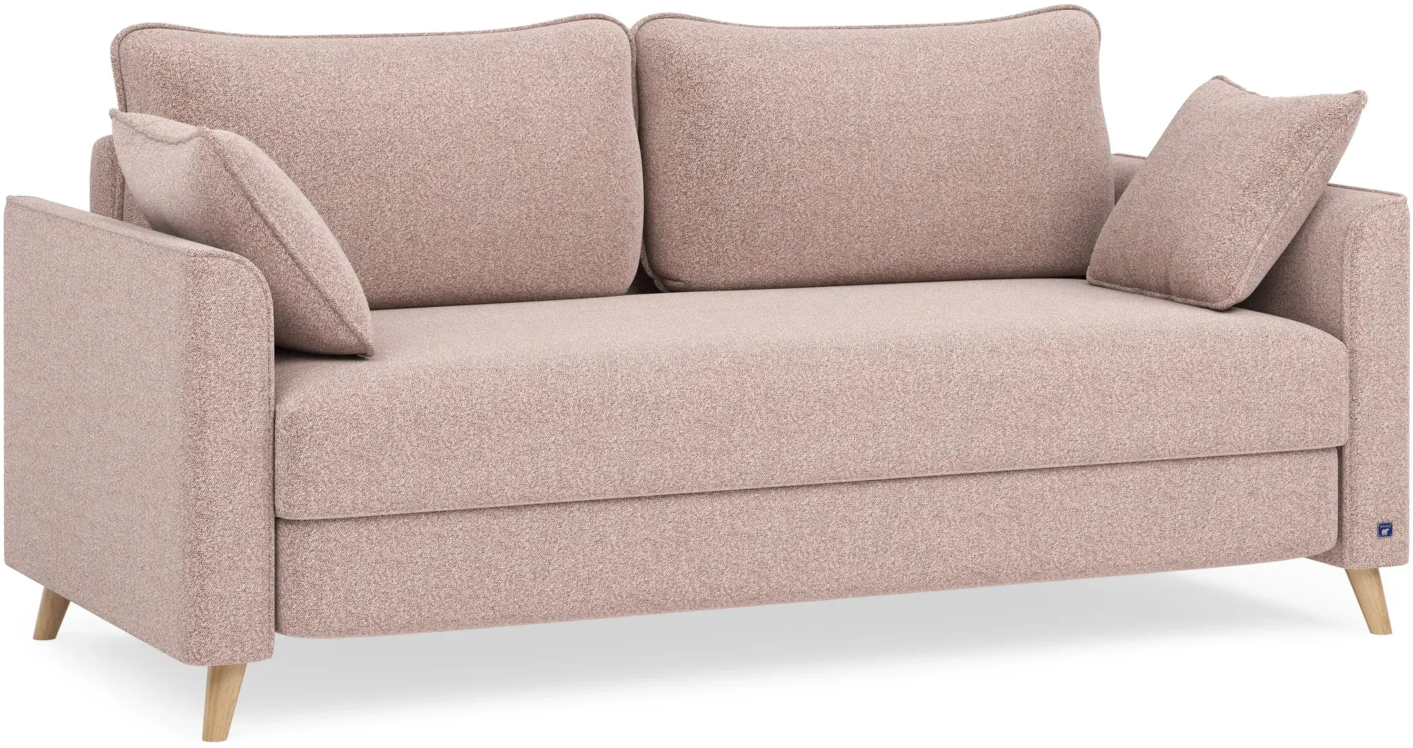 BRUNO Schlafsofa 160cm in Blush Rosa | stabiles Massivholz & Boxspringkomfort