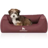 Knuffelwuff Orthopädisches Hundebett Leon aus Velour - rot