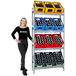 Proregal Getränkekistenregal 200 x 100 x 30 cm Grau