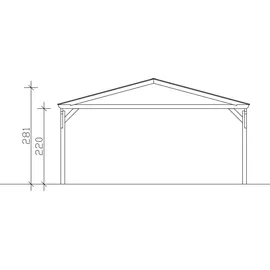 SKANHOLZ Doppel-Carport Wendland 5,58 x 5,41 m grau inkl. Regenrinne/Pfostenanker