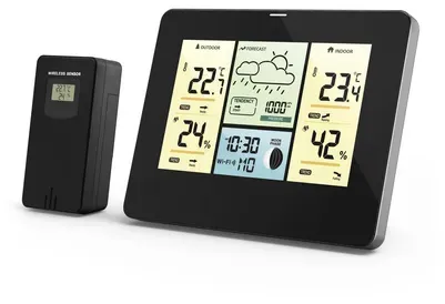 hama Wetterstation »Home & Living«, Messung Temperatur und Luftfeuchtigkeit innen und außen - schwarz
