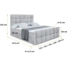 altdecor Boxbett, APO-Z - 160 x 200 - H3 - Hellgrau