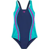 KangaROOS Badeanzug KANGAROOS, Kinder, Gr. 122/128, N-Gr, bunt (marine, türkis), Polyamid, kontrastfarbene Details, Badeanzüge Badeanzug, sportiver Stil, mit Kontrastnähten, Marken-Logo-Print