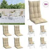 Vidaxl - Hochlehner-Auflagen 4 Stk. Beige Oxford-Gewebe - Hochlehner Auflagen - Gartenstuhlkissen - Oxford Stoff - Wasserabweisend - Beige - Home &