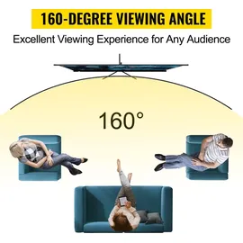 Vevor 16:9 Beamer Leinwand Stativ 4K HD Rolloleinwand Präsentationswand 178x100cm Projektor Bildschirm Standfuß 200-250cm höhenverstellbar ideal für Heimkino Tagungsraum Hochzeiten