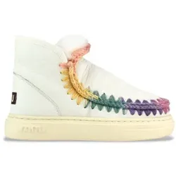 Mou für Damen. MU.FW411007B Lederstiefeletten Eskimo-Sneaker fette Regenbogennähte beige, multicolor (37), über 10cm, Keine, Lässig