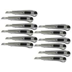 varivendo Cuttermesser 12 Stück 9mm Aluminium Universalmesser Cutter Messer mit Abbrechklinge für Büro Handwerk Basteln Teppich Karton