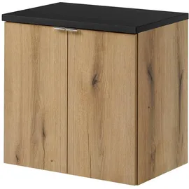 [en.casa] Waschbeckenunterschrank Skelbolu 60 x 60 x 40 cm Eicheoptik/Schwarz