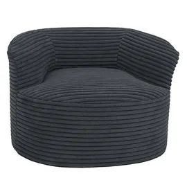 Mendler Sessel HWC-P18 Cord 370 g/m2 70 x 80 x 80 cm Dunkelgrau mit Kissen