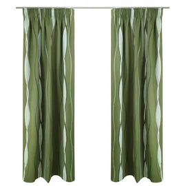 OTTO home Vorhang OTTO HOME "Dimona Blackout" Gr. 3, grün (olivgrün), B:130cm H:225cm, Polyester, Gardinen, einseitig mit Wellenmotiv bedruckt