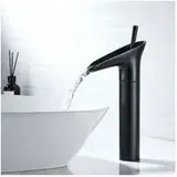 Tonchean - Schwarzer Badezimmer Wasserhahn,Wasserfall Wasserhahn,Schwarzer Retro Einhebel Waschbecken Mischer Wasserhahn,Waschtisch
