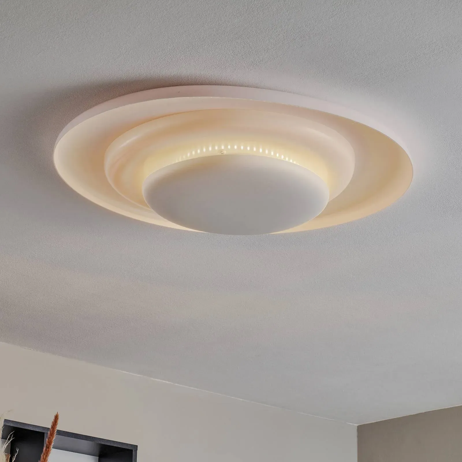 Foscarini Design Deckenlampe Bahia, dimmbar, weiß / opal, für Wohn- / Esszimmer, Kunststoff, Design, Deckenlampe - 76 cm - 70 cm - 10 cm