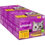 whiskas 1+ Geflügel Auswahl in Sauce, 24x85g (2 Packungen) – Hochwertiges Nassfutter für ausgewachsene Katzen in 48 Portionsbeuteln