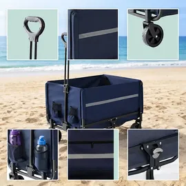 Relaxdays Bollerwagen faltbar blau