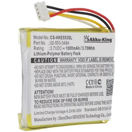 Akku-King Akku kompatibel mit Harman Kardon 02-553-3494 - Li-Polymer 1000mAh - für Neo, HKNEOBRNBSG
