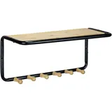 Wenko Wandgarderobe Loft, Hängegarderobe im Industrial-Design aus Metall, Ablagefläche aus FSC®-zertifiziertem Bambus, mit 6 Haken, Nutzung von Kleiderbügeln möglich, 58 x 26 x 26 cm,