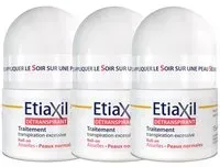 EtiaXil Traitement Détranspirant Aisselles Roll-on Peaux Normales Rouleau 3x15 ml