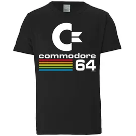 LOGOSHIRT "Commodore C64 Logo", Herren, Gr. XL, schwarz, 100% Baumwolle, bedruckt, normal, Rundhals, Shirts T-Shirt, mit C64-Print