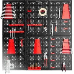 tectake® Werkzeuglochwand, sechsteilig, lackierter Stahl, Belastbarkeit 4 kg pro Platte