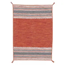 carpetfine Kelim Azizi, orange, 80x150 cm | Moderner Teppich für Wohn- und Schlafzimmer
