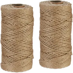 Relaxdays Juteschnur 4 mm, 2 Rollen Jutegarn je 100 m, biologisch abbaubar, Basteln, Garten, Verpackung, Kordel, natur