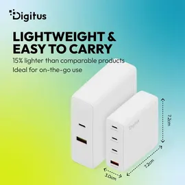 Digitus GaN 140W, 3x USB-C, 1x USB-A weiß