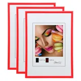Ideal Trend New Lifestyle Set Bilderrahmen Wanddeko Collage Poster Rahmen 2er 3er 5er Pack: Farbe: 3er Pack Rot | Format: 21x29,7 DIN A4