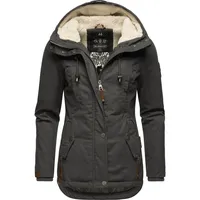 Marikoo Damen warme Winterjacke mit Kapuze Bikoo grau, Gr.