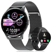2026 Smartwatch Damen mit Telefonfunktion, 1,43'' Amoled HD Fitness Tracker mit 120+ Sportmodi,IP68 Wasserdicht Sportuhr Damen mit Herzfrequenz/SpO2/Schlaf,Schrittzähler für Android iOS,Schwarz