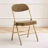 YHDMDQ Faltstuhl Gepolstert Bequemer, Tragbarer Klappbarer Stuhl Klappstühle, Stapelbar Esszimmerstuhl Klapphocker Für Haus Küche Büro Konferenz(Olive Green,Gold Frame)