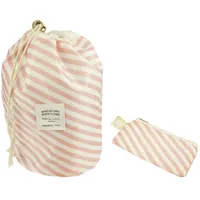 Fantasia Beauty Reise Beutel, rosa/weiß gestreift, leer, Höhe 23,5