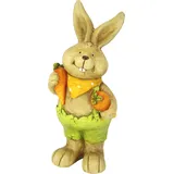 I.GE.A. Dekofigur Deko Osterhase mit Karotten (1 St), Figur 46 cm Deko Hase Osterdeko Hasenfigur Frühling Ostern Ostereier grün