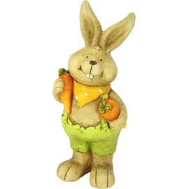 I.GE.A. Dekofigur Deko Osterhase mit Karotten (1 St), Figur 46 cm Deko Hase Osterdeko Hasenfigur Frühling Ostern Ostereier grün