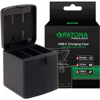 PATONA Premium triple Ladegerät charging box für GoPro Hero 9/10/11/12 inkl. USB-C Kabel| Preis nach Code SOMMER