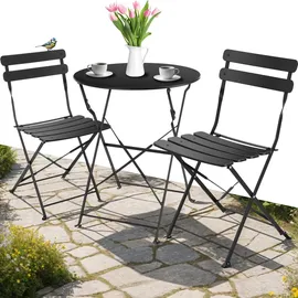 Tectake Bistrotisch-Set Frieda für 2 Personen schwarz