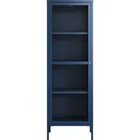 [en.casa] Vitrinenschrank Säkylä Stahl 150x50x35 cm Navyblau