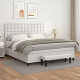 vidaXL Boxspringbett mit Matratze Weiß 180x200 cm Kunstleder