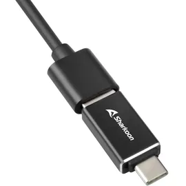 Sharkoon 3-Port USB 3.2 Gen 1 Alu Hub schwarz, RJ-45, USB-A 3.0/USB-C 3.0 [Stecker] (4044951037575)