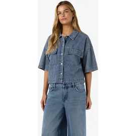 Noisy May Jeansbluse NMENZA S/S REG CROP SHIRT Blau L